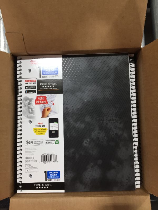 Photo 3 of Five Star 1 Subject College Ruled Spiral Notebook Pack of 12 black
