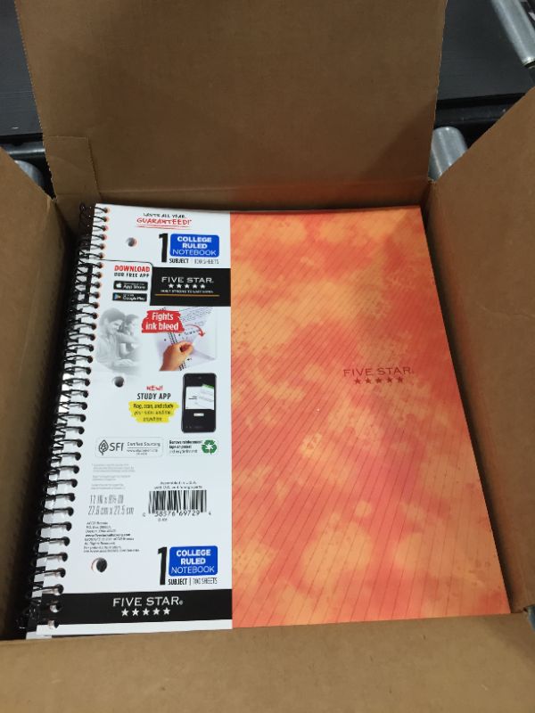 Photo 3 of Five Star 1 Subject College Ruled Spiral Notebook Pack of 12 orange
