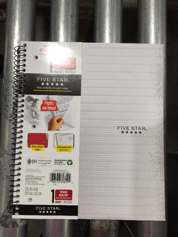 Photo 2 of Five Star 1 Subject College Ruled Spiral Notebook Pack of 12 white
