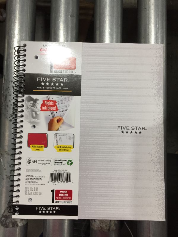 Photo 1 of Five Star 1 Subject College Ruled Spiral Notebook Pack of 12 white
