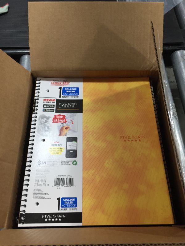 Photo 3 of Five Star 1 Subject College Ruled Spiral Notebook yellow
