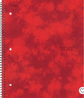 Photo 1 of Five Star 1 Subject College Ruled Spiral Notebook red
