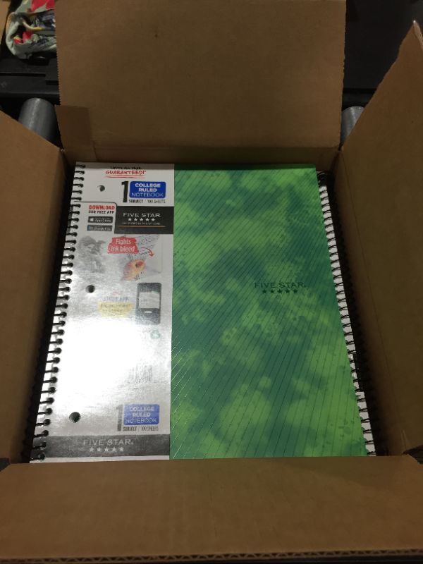 Photo 1 of Five Star 1 Subject College Ruled Spiral Notebook green
