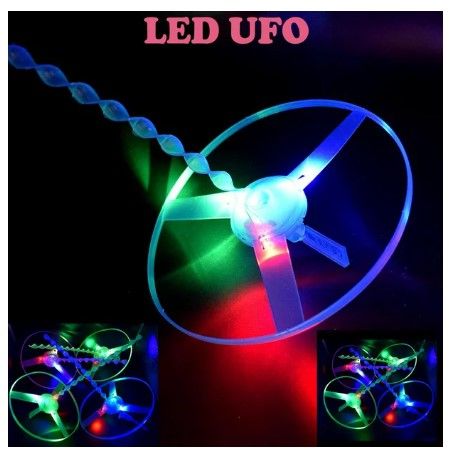 Photo 1 of Funny Colorful Pull String UFO LED Light Up Flying Saucer Disc Kids Toy