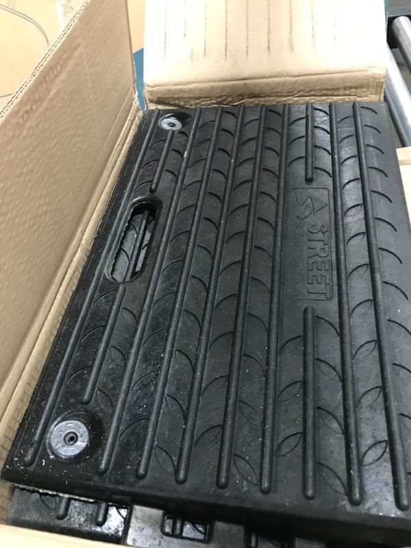 Photo 3 of 4" Inch Driveway Curb Ramp, Heavy Duty Rubber Ramps Perfect for Sidewalk, Low Cars, Curb Ramps for Motorhome, Truck, Shed Ramps, Pets & Wheelchair Threshold Ramp (4" Pack of 2)