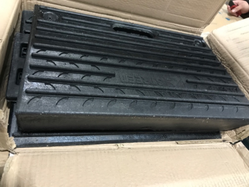 Photo 2 of 4" Inch Driveway Curb Ramp, Heavy Duty Rubber Ramps Perfect for Sidewalk, Low Cars, Curb Ramps for Motorhome, Truck, Shed Ramps, Pets & Wheelchair Threshold Ramp (4" Pack of 2)