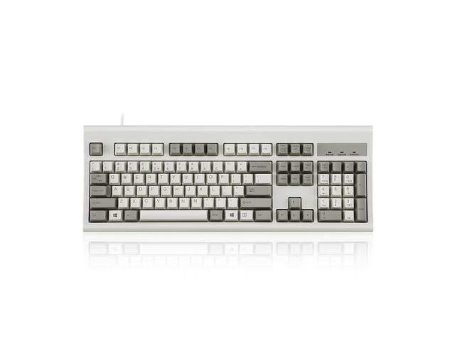 Photo 1 of LOT OF 2 Perixx PERIBOARD-106M, Wired Performance Full-Size USB Keyboard, Curved Ergonomic Keys, Classic Retro Gray/White Color
