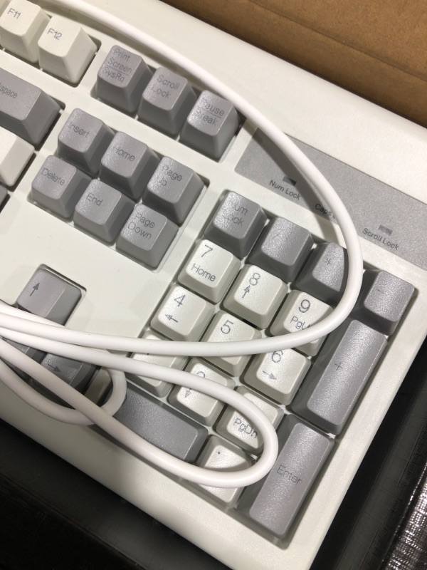 Photo 3 of LOT OF 2 Perixx PERIBOARD-106M, Wired Performance Full-Size USB Keyboard, Curved Ergonomic Keys, Classic Retro Gray/White Color
