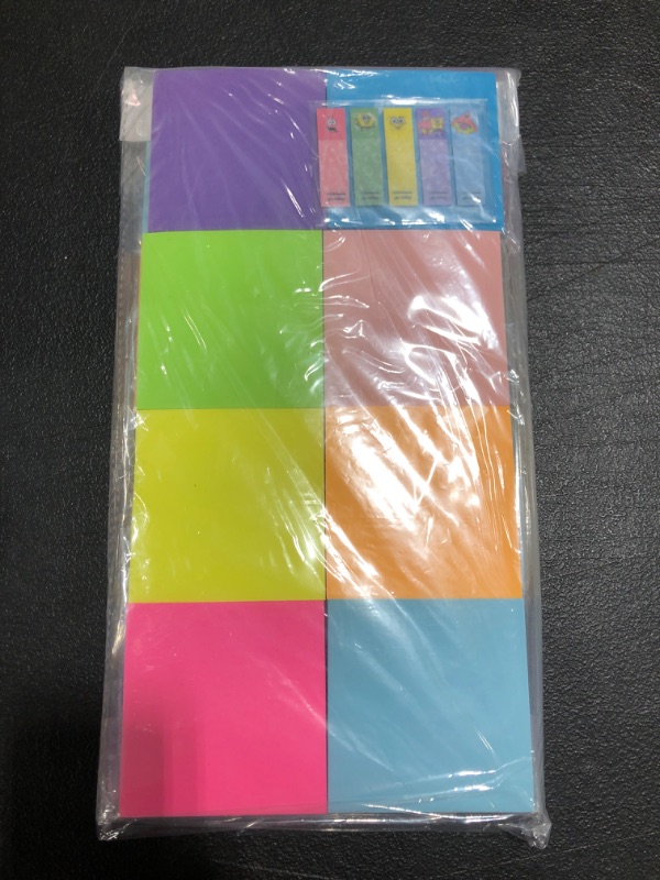 Photo 2 of LOT OF 2 - (8 Pack) Sticky Notes 3 x 3 in , 8 Colors Post Self Sticky Notes Pad Its , Bright Post Stickies Colorful Sticky Notes for Office, Home, School, Meeting, 84 Sheets/pad Bright Colors