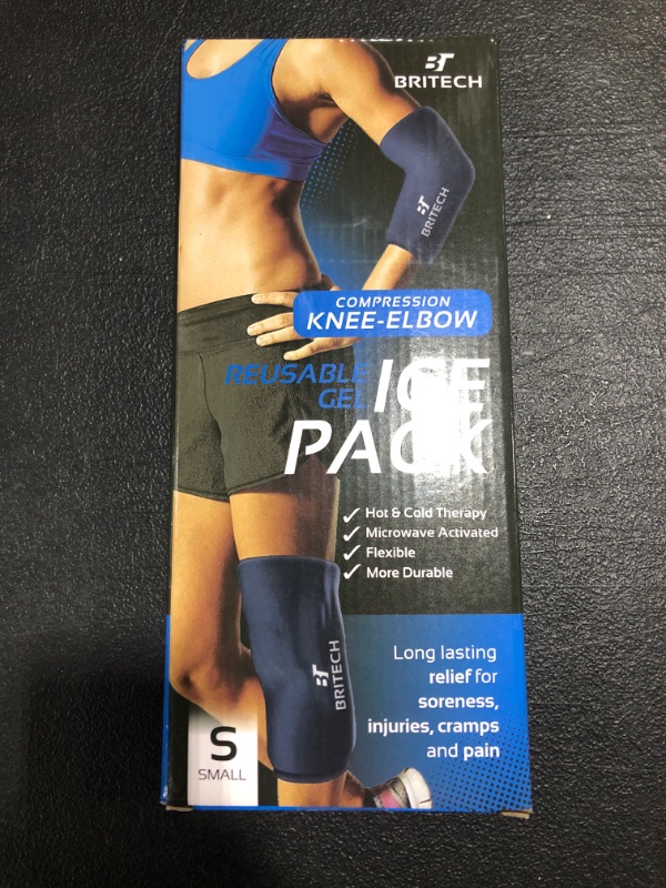 Photo 2 of Britech Elbow & Knee Ice Pack for Injuries Reusable Compression Sleeve – Knee Brace for Knee Pain, Elbow Pain, Ankle & Calf – Flexible Gel Cold Wrap for Recovery for Meniscus, ACL, MCL, Bursitis Pain Relief (Small)