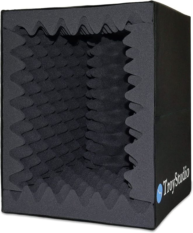 Photo 1 of (Read Comments) TroyStudio Portable Sound Recording Vocal Booth Box - |Reflection Filter & Microphone Isolation Shield| - |Large, Foldable, Stand Mountable, Super Dense Sound Absorbing Foam|(Black)
