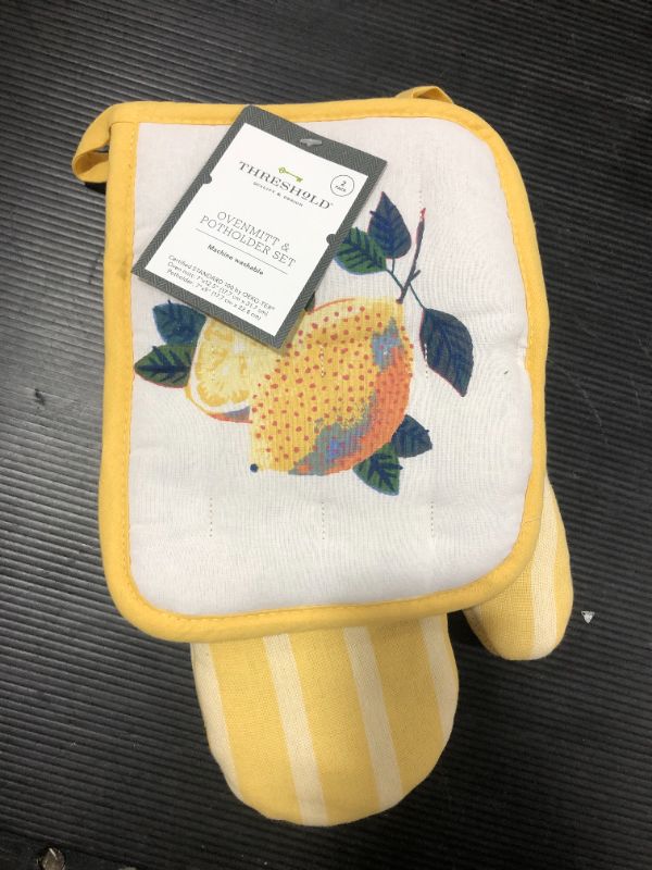 Photo 2 of 2pc Cotton Lemons Oven Mitt and Pot Holder - Threshold™