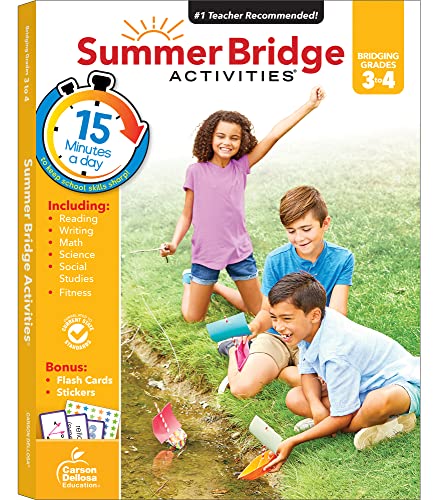Photo 1 of Summer Bridge Activities 3-4 Grade Workbooks, Math, Reading Comprehension, Writing, Science, Social Studies, Summer Learning 4th Grade Workbooks All Subjects With Flashcards (12 Ct)