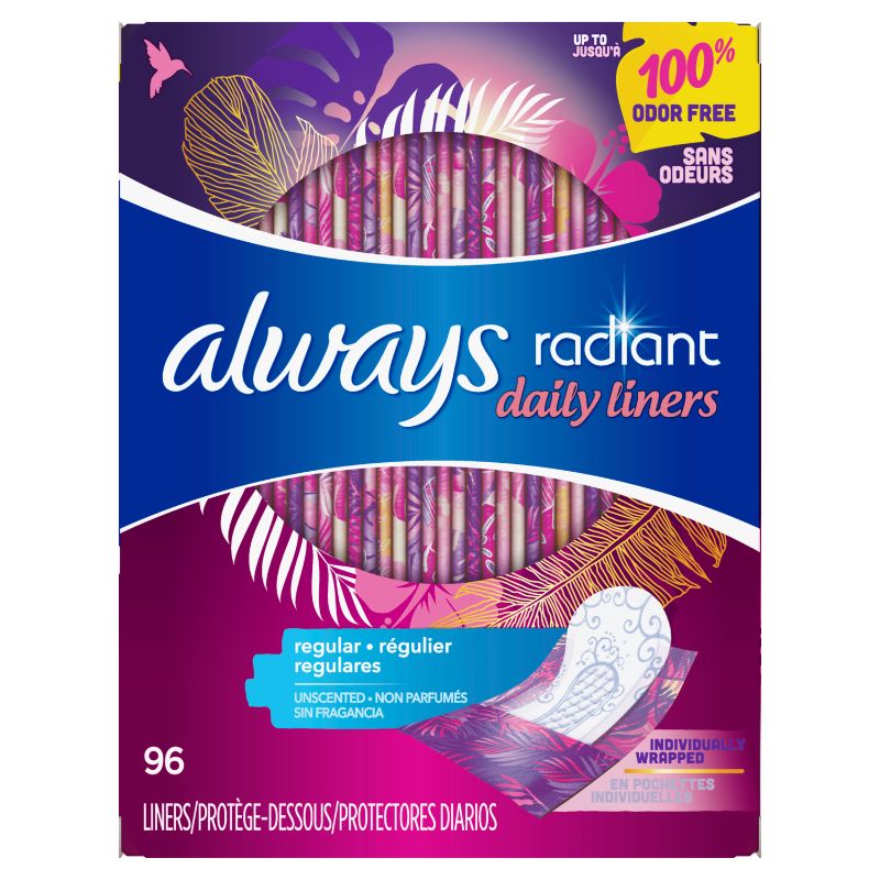 Photo 1 of Always Radiant Daily Liners, Unscented, 96 Count - 96 Ct | CVS