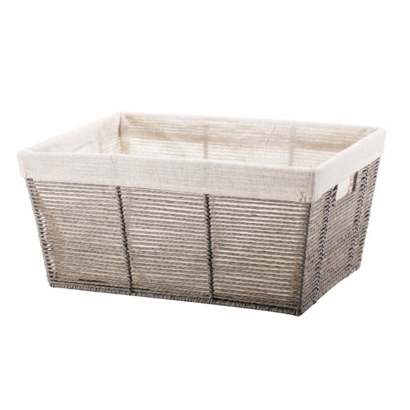 Photo 1 of 17" X 12" X 8" Large Woven Twisted Paper Rope Tapered Basket Gray - Brightroom™