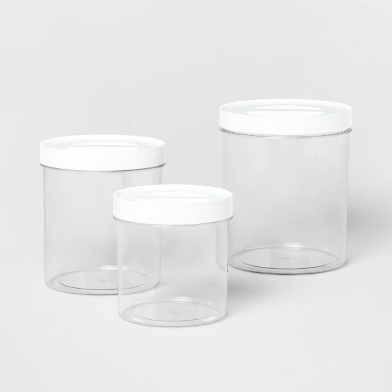 Photo 1 of 3pc Round Airtight Canister Set White - Brightroom™