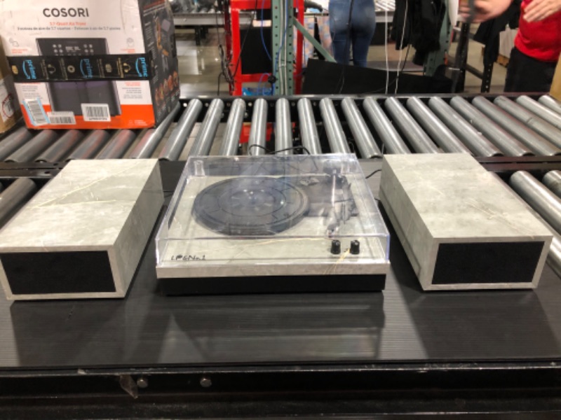 Photo 1 of LP&No.1 Record Player with External Speakers, 3 Speed Vintage Belt-Drive Vinyl Turntable with Bluetooth Playback & Auto-Stop ?Dark Green?

