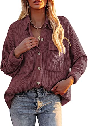 Photo 1 of Dokotoo Womens Corduroy Long Sleeve Button Down Shirts Casual Jacket Tops Shacket size medium 