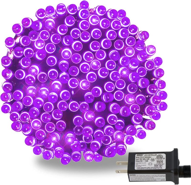 Photo 1 of 99FT Christmas Purple String Lights Indoor Outdoor Decoration, 300 LED 8 Modes Waterproof Christmas Twinkle Lights Plug in for Christmas Party Carnival Supplies Bedroom Yard Patio Christmas Decor