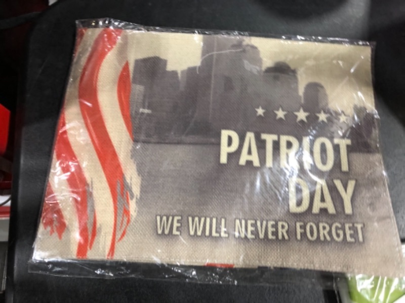 Photo 2 of 911 Flag We Will Never Forget Garden flag Patriot Day Banner Three Sizes for You to Choose for Outdoor Home Decor (12x18 inch)