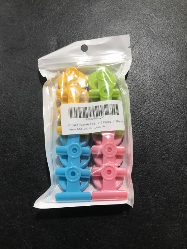Photo 1 of 12 Pack Magnets Fridge Plastic, Magnetic Clips Heavy Duty, Refrigerator Magnets Clips for Whiteboard Detailed List Display Paper Fasteners on Home& Office& Teaching (Colors) Colors 12 pack
