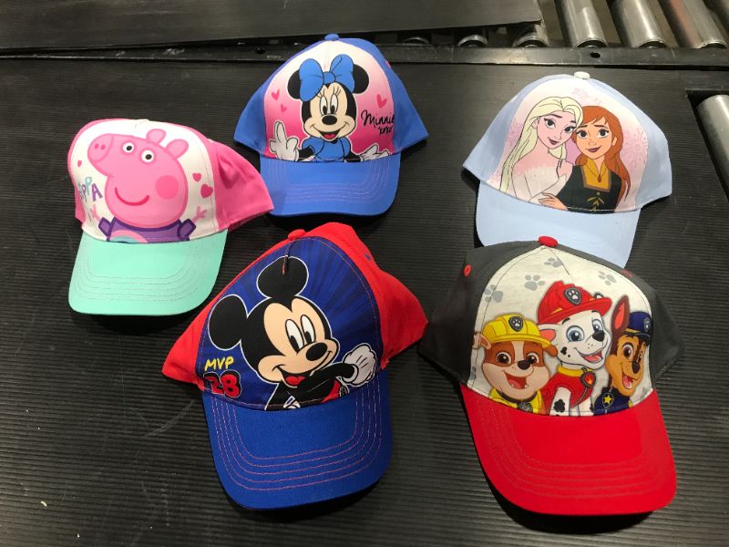 Photo 1 of DISNEY Kid's Baseball Hats, Bundle of 5!! Peppa Pig, Minnie Mouse, Frozen, Mickey Mouse, Paw Patrol  