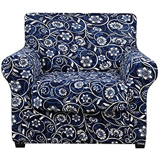 Photo 1 of  Printed Couch Chair Cover - Floral Pattern Sofa Cover with Separate Cushion Cover, 2 Piece Stretch Armchair Slipcover Washable Furniture Protector (Armchair, Baroque) 