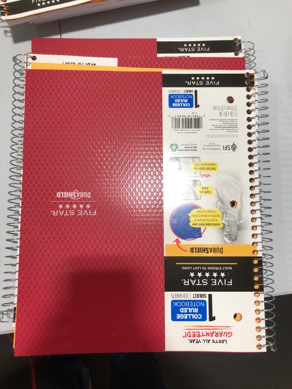 Photo 2 of [3 pack] Spiral Notebook 1 Subject College Ruled Anti-Microbial Red - Five Star