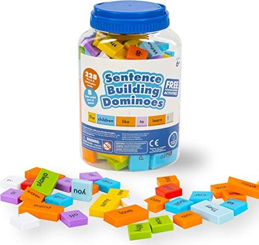 Photo 1 of Educational Insights Sentence Building Dominoes, Learn to Write Manipulatives for Classroom & Home, Set of 114 Double-Sided Dominoes, Ages 6+
