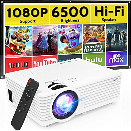Photo 1 of Mini Video Projector with 6500 Brightness, 1080P Supported, Portable Outdoor Movie Projector, 176" Display Compatible with TV Stick, HDMI, USB, VGA, AV for Home Entertainment
