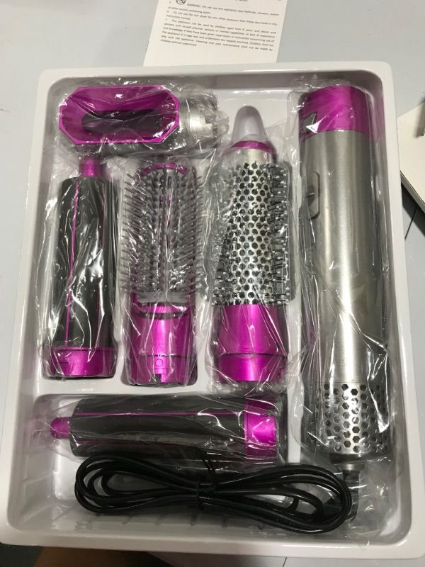 Photo 2 of 5 in 1 Multifunctional Hair Dryer Styling Tool, Detachable 5-in-1 Multi-Head Hot Air Comb, The Negative Ion Automatic Suction Hair Curler
