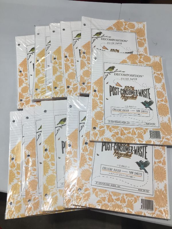 Photo 3 of 100 Sheets Loose Leaf Filler Paper College Ruled 8.5"x11" , BUNDLE OF 11!!!

