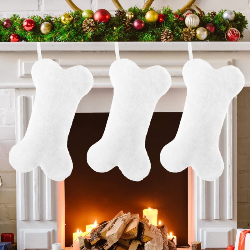 Photo 1 of  3 Pack Snowy White Dog Christmas Stockings, 
