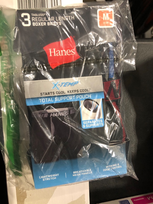 Photo 2 of Hanes X-Temp Total Support Pouch Mens Boxer Briefs Anti-Chafing Underwear 3-Pack
