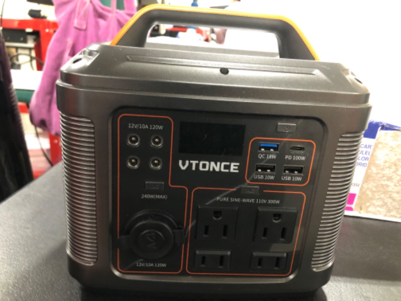 Photo 2 of VTONCE Portable Power Station 300W, 296Wh Solar Generator Quick Charge / 110V AC Outlets/DC Ports and LED Flashlight, Emergency Backup Lithium Battery for Home Outdoor Travel Camping Blackout