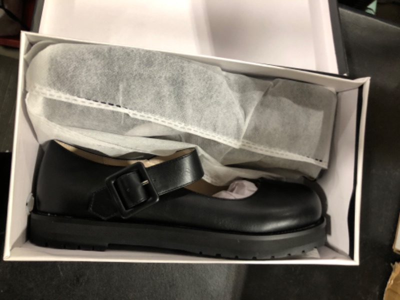 Photo 1 of 100FIXEO Women Fashion Mary Janes Shoes Vintage Buckle Strap Elegant Platform Flats Round Toe Concise School Shoes 7.5 Black