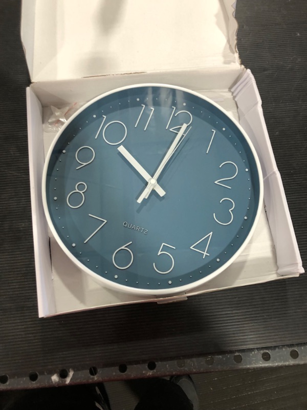 Photo 2 of 12 Inch Silent Non-Ticking Battery Operated Quality Quartz Round Wall Clock Modern Decor Clock for Home Office Bedroom (Cerulean Color)