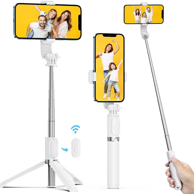 Photo 1 of ATUMTEK 40.5" Selfie Stick Tripod, Extendable & Portable Bluetooth Selfie Stick with Remote for iPhone 13/12/12 Pro/11/XS/XR/X/8/7 Plus, Samsung, Huawei, Google, LG, Sony Android Smartphones, White

