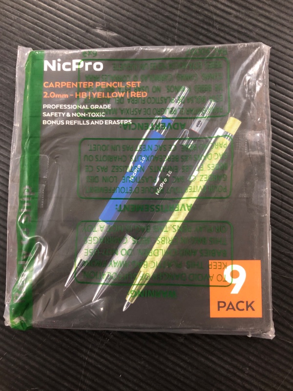 Photo 2 of Nicpro Mechanical Carpenter Pencils Set 2.0 mm, Carbide Scriber Tool with 36 Marker Lead Refills Black &Colors, Erasers, Sharpener for Ceramics, Woodworking, Glass, Hardened Steel
