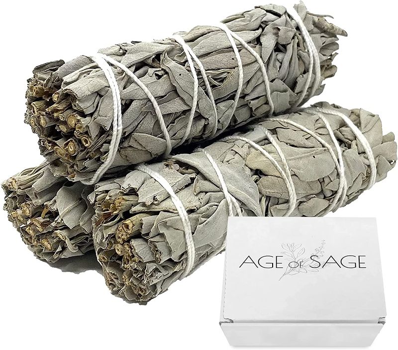 Photo 1 of Age of Sage White Sage Smudge Sticks 4" Long - Burning Sage Bundle for Cleansing House - White Spirit Sage Incense - Sage Candles for Cleansing House - Salvia Blanca para Limpiar - 3pk
