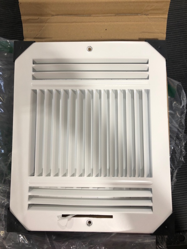 Photo 1 of 10" x 8" 3-WAY SUPPLY GRILLE - DUCT COVER and DIFUSER - Flat Stamped Face - White
