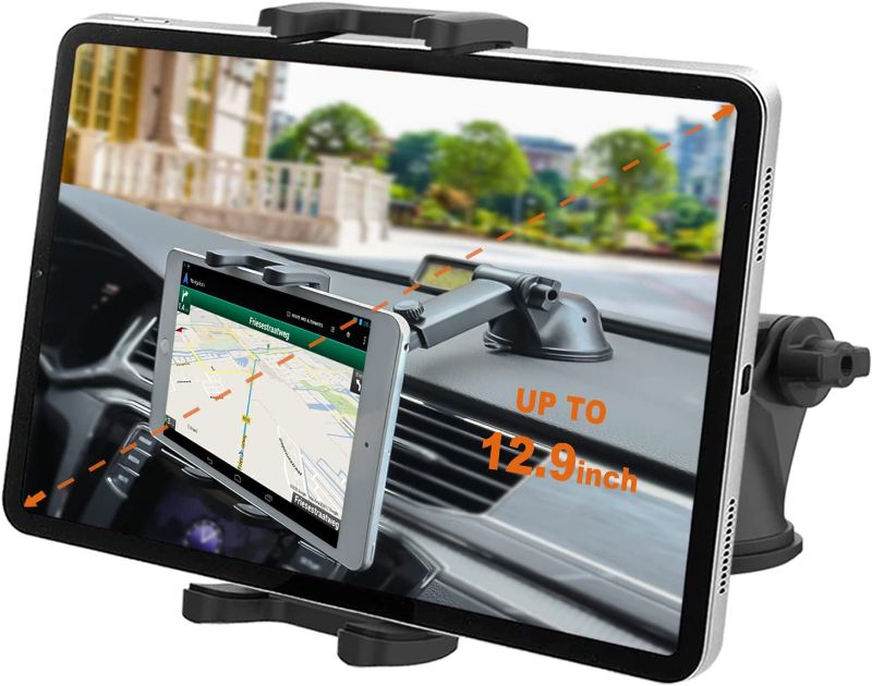 Photo 1 of Kolasels Car Dashboard Windshield Tablet Mount for 4-13" iPad & Phone, Telescopic arm Suction Cup Truck Dash Window Tablet Holder for iPad Pro 12.9 11 10.5 9.7, iPad Air Mini, Samsung Tabs, iPhone etc
