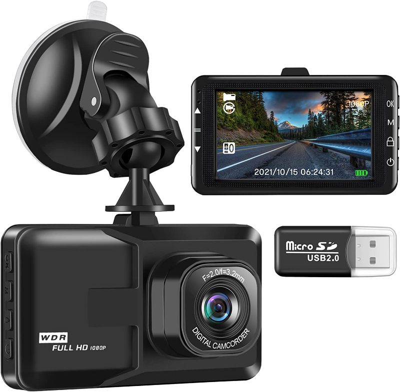 Photo 1 of Dash Cam Front 1080P FHD Car Dash Camera for Cars 3.0" LCD Dashcam with Night Vision, 120° Wide Angle, WDR, G-Sensor, Loop Recording, Motion Detection
