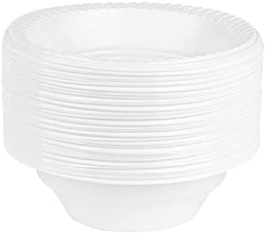 Photo 1 of [12 Oz - 100 Ct] Ultra Disposable Plastic Bowls White 12 Oz Dinnerware Plates Microwavable Sturdy Home Office Kitchen Party Picnic Use BPA Free
