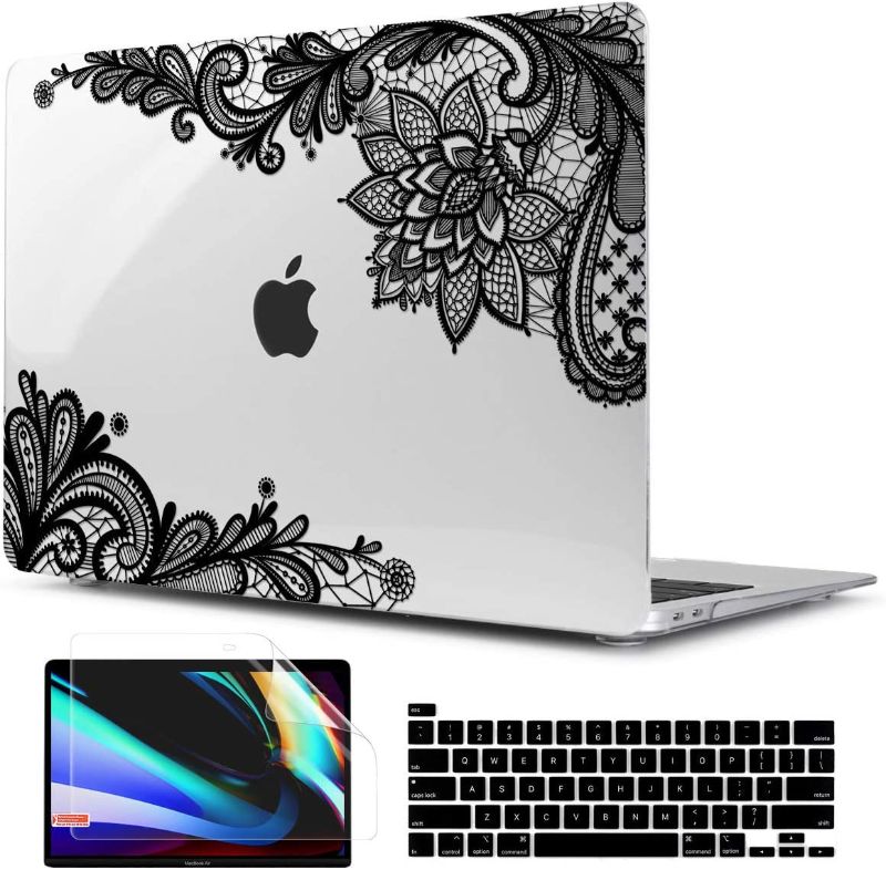 Photo 1 of TwoL Compatible with MacBook Pro 13 inch Case 2022 2021 2020, Plastic Hard Shell Case Cover and Keyboard Skin & Screen Protector for MacBook Pro 13 inch A2338 M2/M1 A2289 A2251, Fashion Lace
