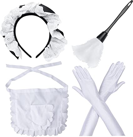 Photo 1 of Yewong French Maid Cleaning Lady Costume Accessories Set Anime Lace Hair Hoop Ruffled Apron Feather Duster for Maid Dress Up
LIGHT STAINS