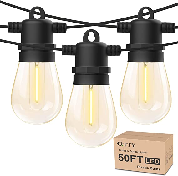 Photo 1 of Rtty Outdoor String Lights 50ft,Commercial Grade Led Patio Lights String with 16pcs 1W Dimmable Shatterproof Edison Lights,IP65 Waterproof Outdoor Lights for Bistro,Cafe & Backyard
