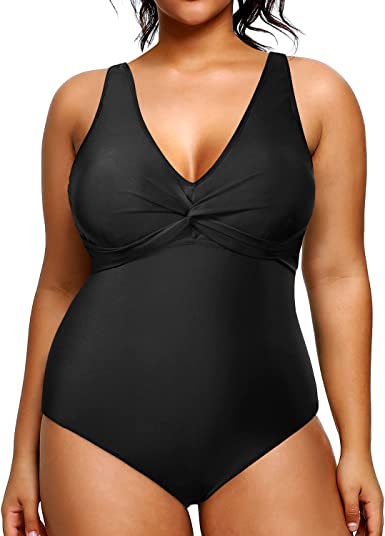 Photo 1 of Aqua Eve Women Plus Size One Piece Swimsuits V Neck Tummy Control Bathing Suits Front Cross Swimwear
20W