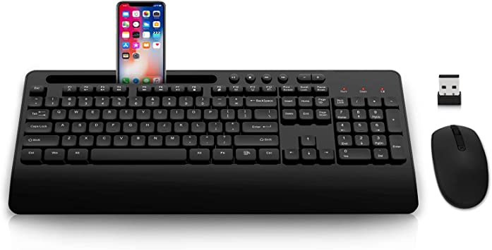 Photo 1 of Wireless Keyboard and Mouse Combo, EDJO 2.4G Full-Sized Ergonomic Computer Keyboard with Wrist Rest and 3 Level DPI Adjustable Wireless Mouse for Windows, Mac OS Desktop/Laptop/PC (Classic Black)
