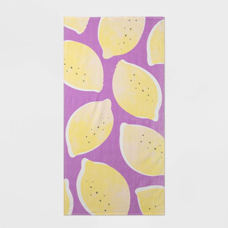 Photo 1 of 2 pack Lemon Printed Bath Towel Purple - Sun Squad
